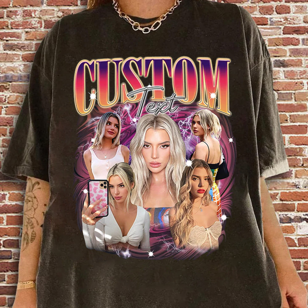 Custom Girlfriend Shirt, Boyfriend Shirt With Girlfriend Face,Custom Image Wife Tee,Bachelorette Surprise,Personalized Bootleg Birthday Gift