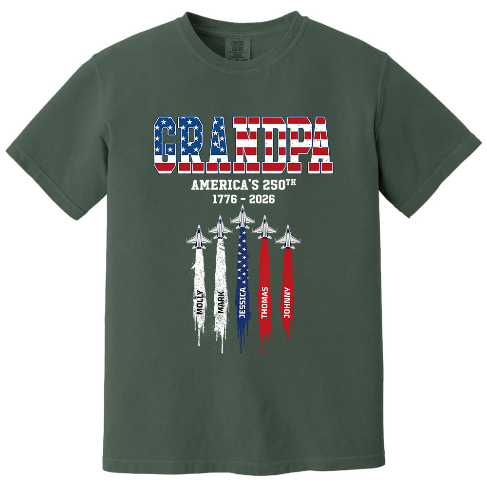 American Grandpa, Personalized Shirt Custom Kids Names Nation Flag American 250th Anniversary,  Father's Day Gift For Dad, Grandpa MI209 VH01