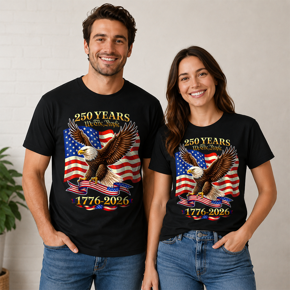 USA 250th Birthday T-Shirt, America 1776-2026 250 Years Fourth of July Tee Hv01