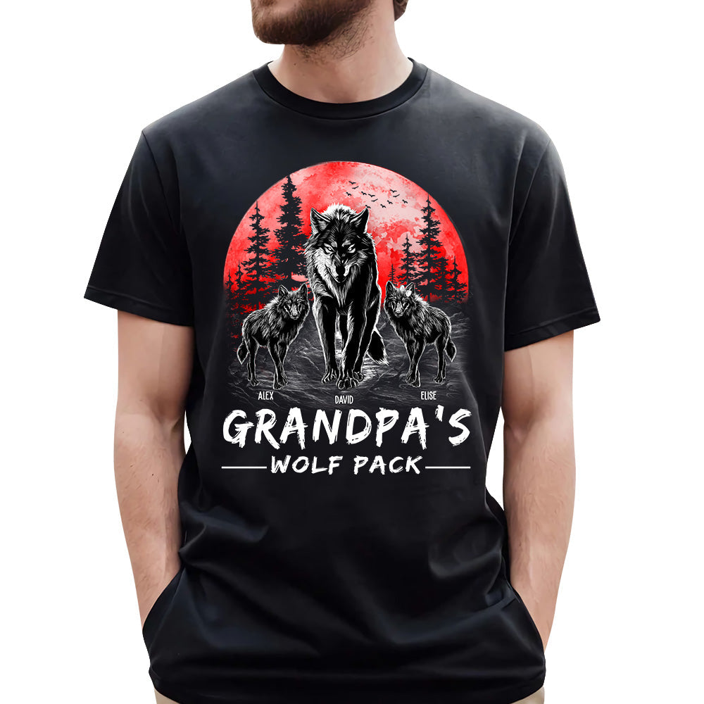 Grandpa Wolf Pack Personalized Shirt - Perfect Father's Day Gift for Grandfather & Dad