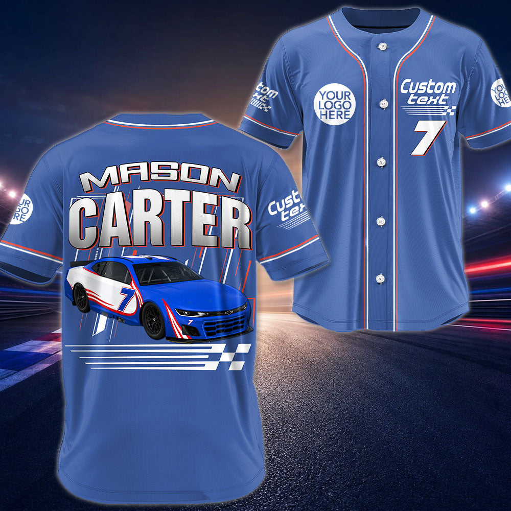 Custom Photo Race Car Baseball Jersey - Personalized Shirt For Racing Fan A2110 Pt99