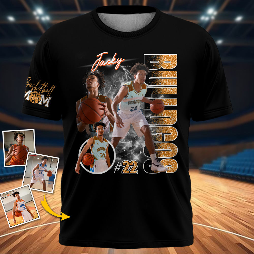 Custom Photo Basketball Player Shirt - Personalized Team Name School Name - Basketball Mom/Dad/Family Shirt A2110