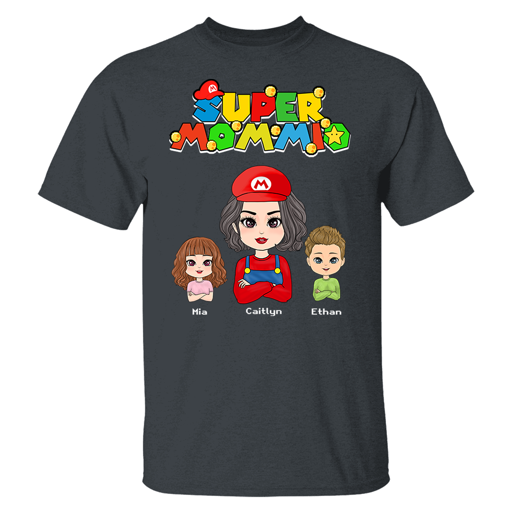 Personalized Super Mommio Shirt, Mother's Day Gift, Super Mario Family Custom Shirts, Mother's Day Shirt, Mom Shirt, Gamer Mommy Shirt Vr2