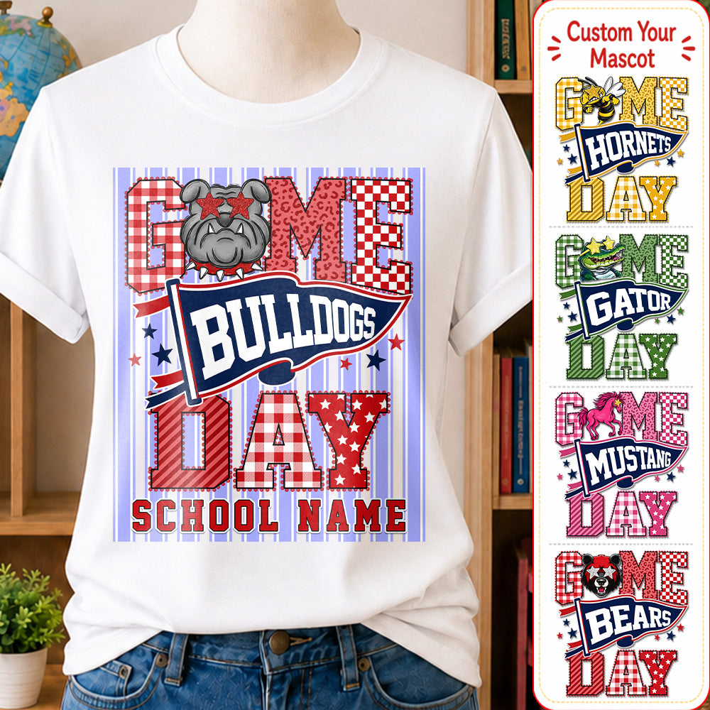 Custom School Name Mascot Striped, Back To Shool Shirt L0411 Hv01
