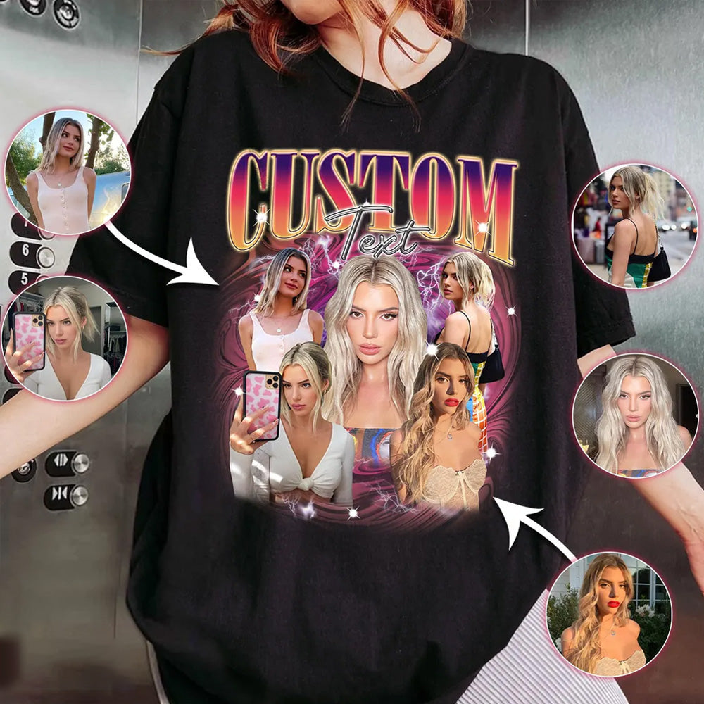 Custom Girlfriend Shirt, Boyfriend Shirt With Girlfriend Face,Custom Image Wife Tee,Bachelorette Surprise,Personalized Bootleg Birthday Gift