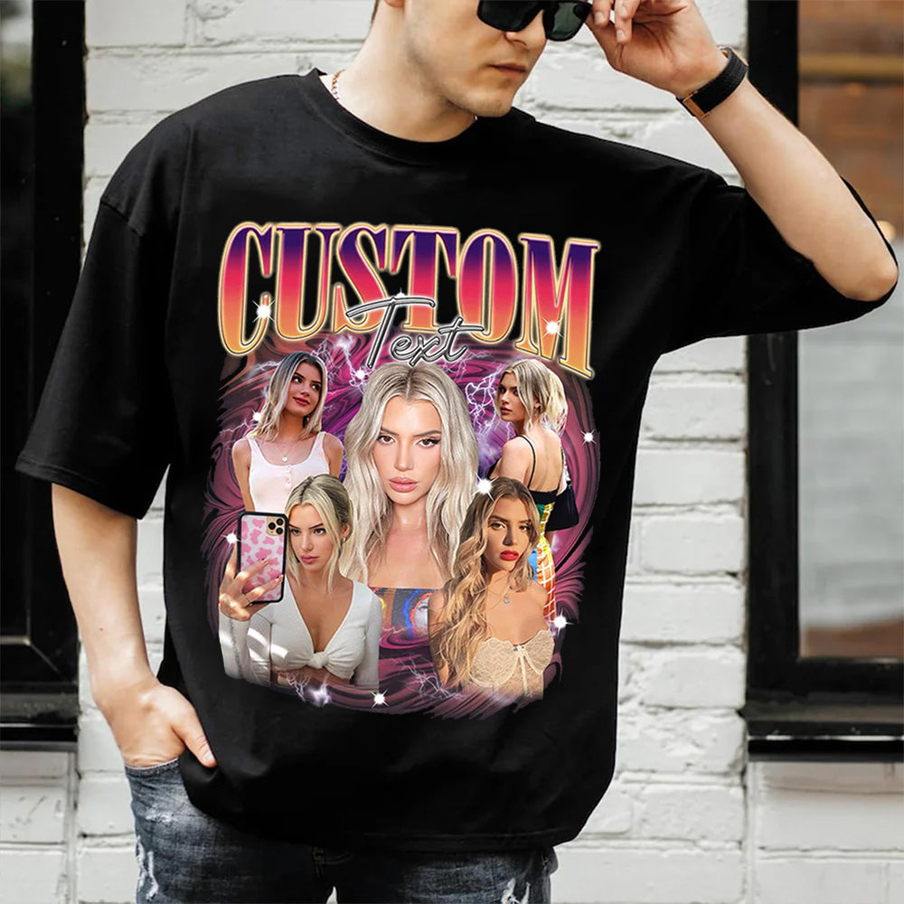 Custom Girlfriend Shirt, Boyfriend Shirt With Girlfriend Face,Custom Image Wife Tee,Bachelorette Surprise,Personalized Bootleg Birthday Gift