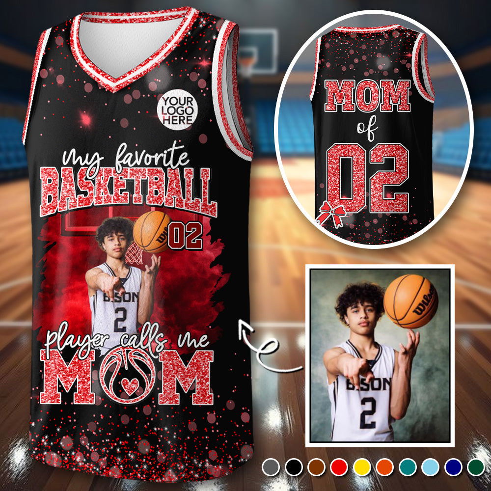 My Favorite Basketball Player Calls Me Mom - Personalized Basketball Jersey Shirt - Gift Basketball Mom Basketball Dad Sport Family Lovers T1807 T24