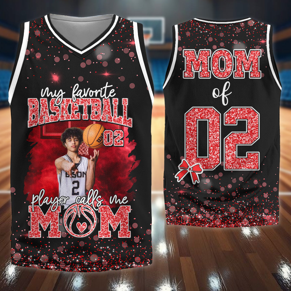 My Favorite Basketball Player Calls Me Mom - Personalized Basketball Jersey Shirt - Gift Basketball Mom Basketball Dad Sport Family Lovers T1807 T24