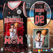My Favorite Basketball Player Calls Me Mom - Personalized Basketball Jersey Shirt - Gift Basketball Mom Basketball Dad Sport Family Lovers T1807 T24