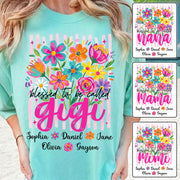 Blessed To Be Called Gigi, Personalized Grandma Shirt With Grandkids Name Custom, Striped Boho Floral Brushstroke Wildflower, Gift For Grandma Mom, Gift For Mother's Day MI209 VH01