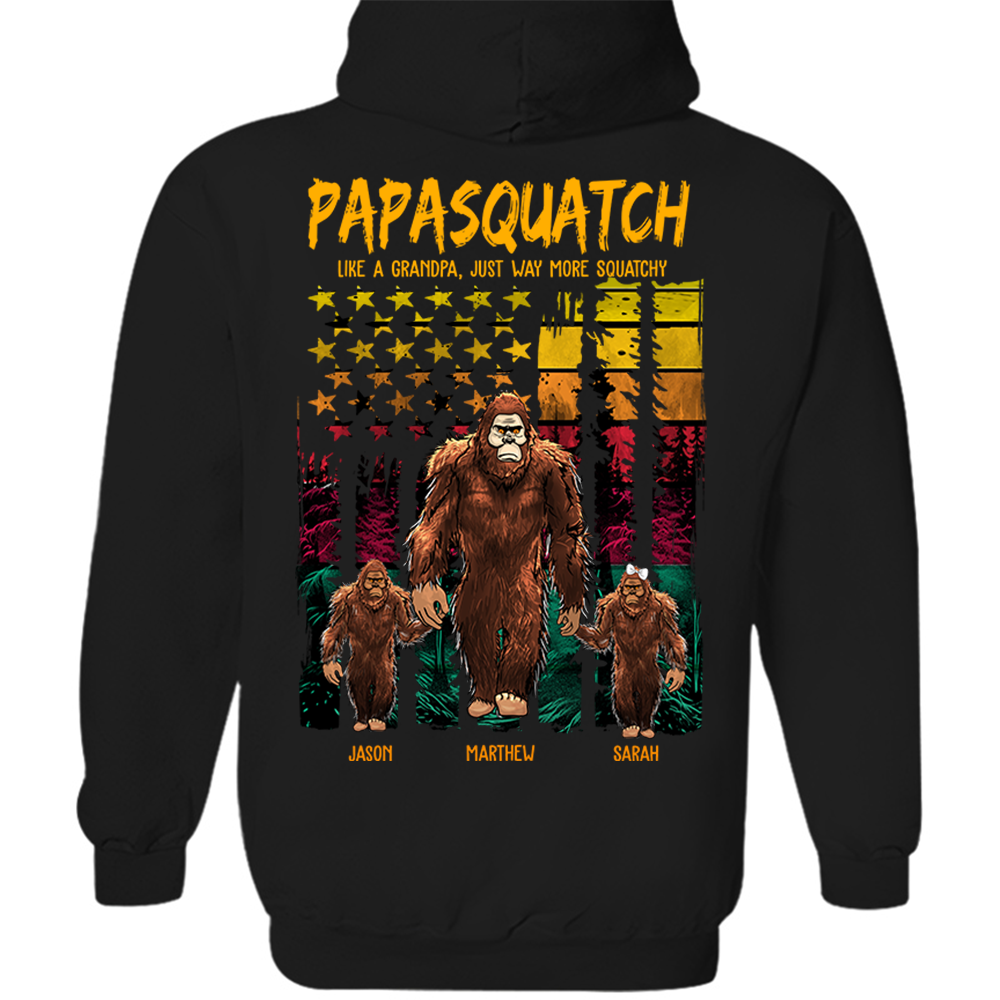 Papasquatch Like A Grandpa Just Way More Squatchy - Personalized Bigfoot Vintage Shirt Gift For Dad & Grandpa