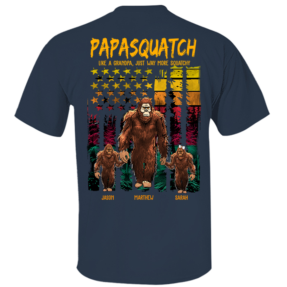 Papasquatch Like A Grandpa Just Way More Squatchy - Personalized Bigfoot Vintage Shirt Gift For Dad & Grandpa