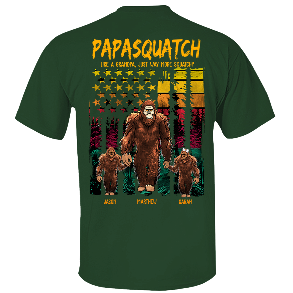 Papasquatch Like A Grandpa Just Way More Squatchy - Personalized Bigfoot Vintage Shirt Gift For Dad & Grandpa