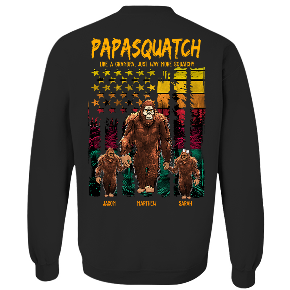 Papasquatch Like A Grandpa Just Way More Squatchy - Personalized Bigfoot Vintage Shirt Gift For Dad & Grandpa