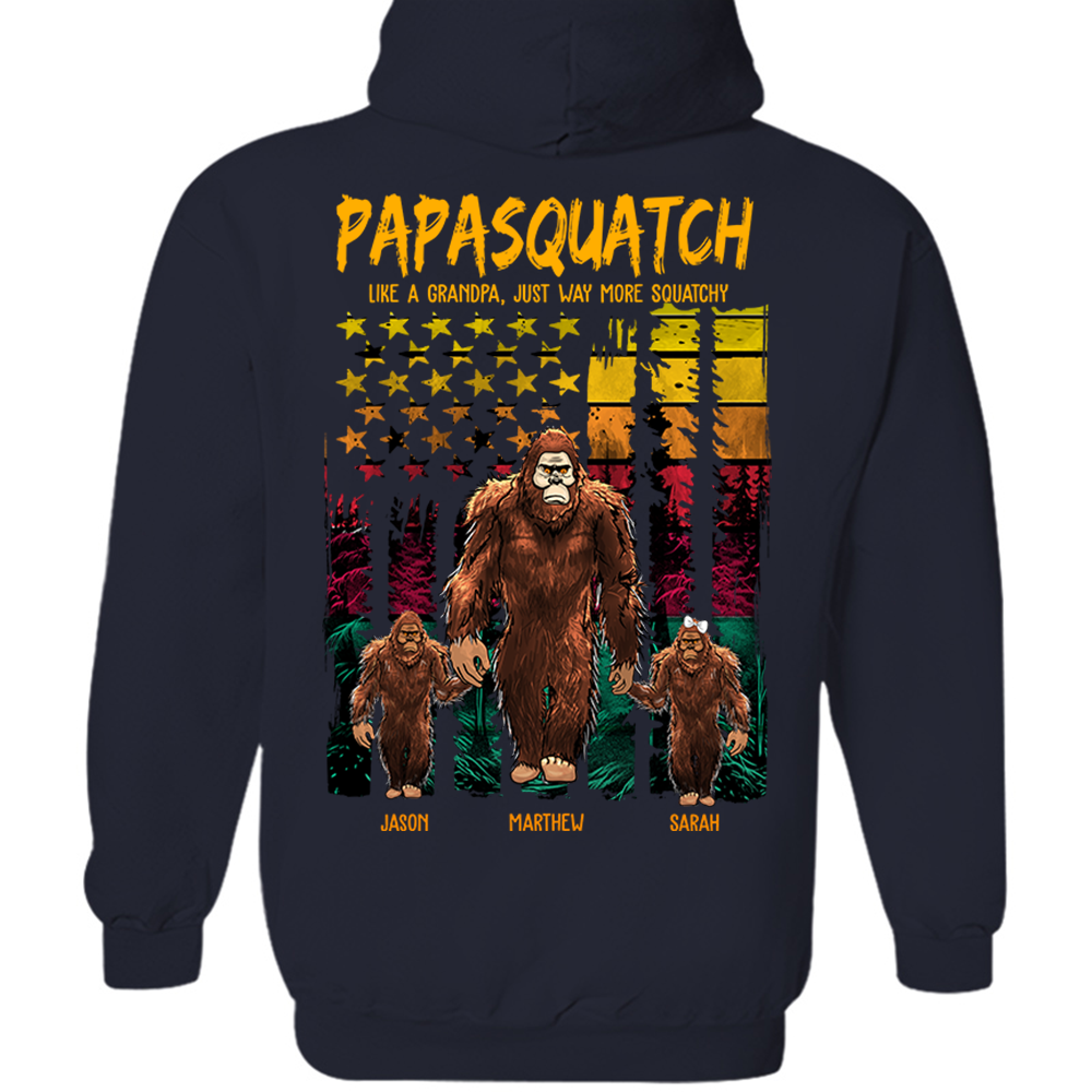 Papasquatch Like A Grandpa Just Way More Squatchy - Personalized Bigfoot Vintage Shirt Gift For Dad & Grandpa