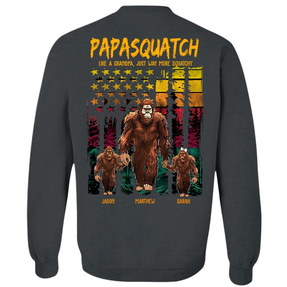 Papasquatch Like A Grandpa Just Way More Squatchy - Personalized Bigfoot Vintage Shirt Gift For Dad & Grandpa