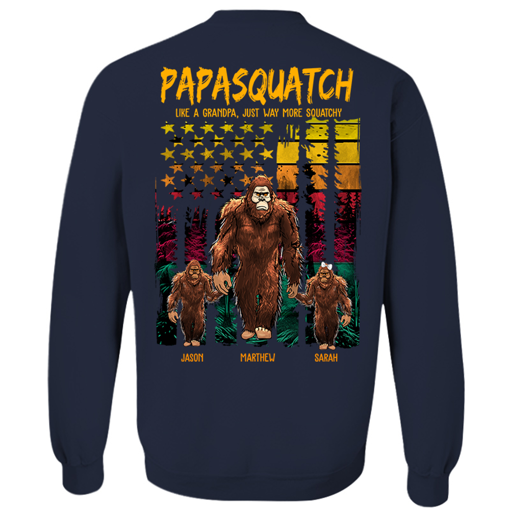 Papasquatch Like A Grandpa Just Way More Squatchy - Personalized Bigfoot Vintage Shirt Gift For Dad & Grandpa