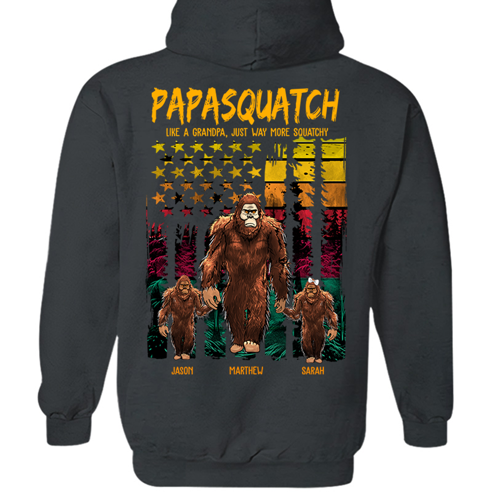 Papasquatch Like A Grandpa Just Way More Squatchy - Personalized Bigfoot Vintage Shirt Gift For Dad & Grandpa