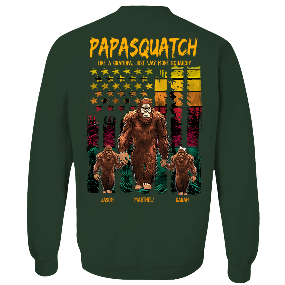 Papasquatch Like A Grandpa Just Way More Squatchy - Personalized Bigfoot Vintage Shirt Gift For Dad & Grandpa