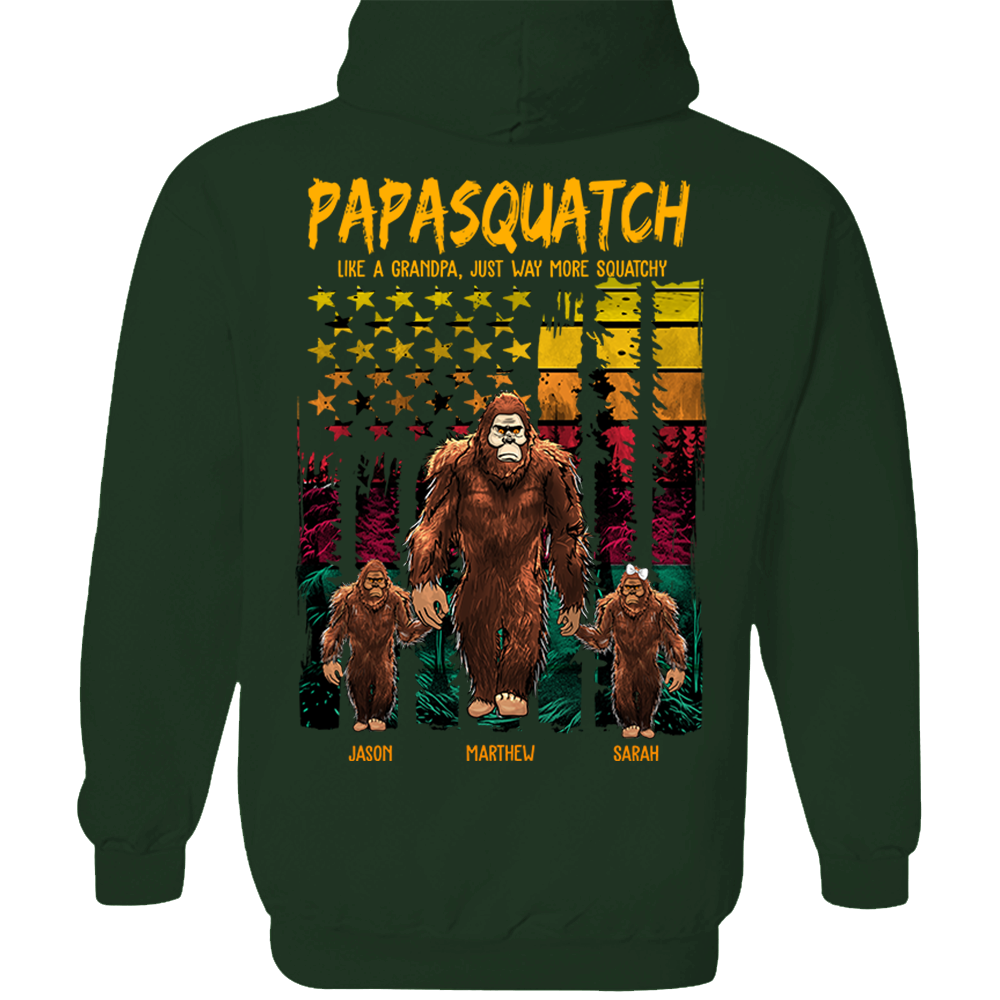 Papasquatch Like A Grandpa Just Way More Squatchy - Personalized Bigfoot Vintage Shirt Gift For Dad & Grandpa