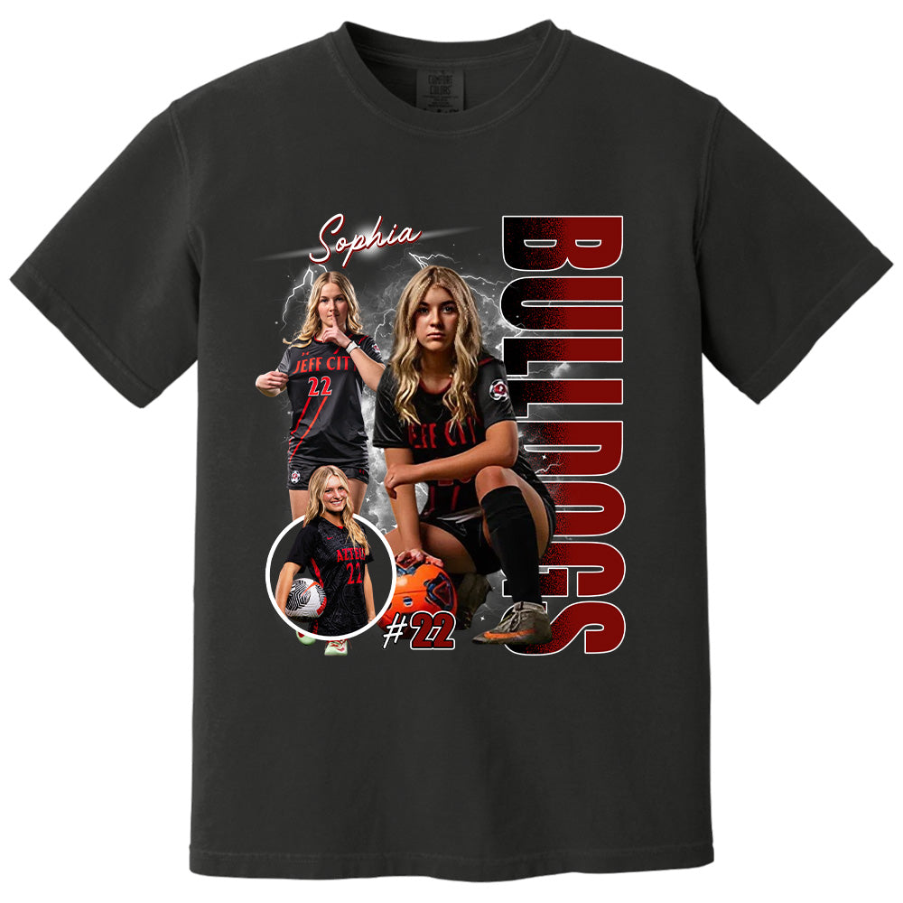 Custom Photo Soccer Player Shirt - Personalized Team Name School Name Bootleg Shirt Na02 Pt99