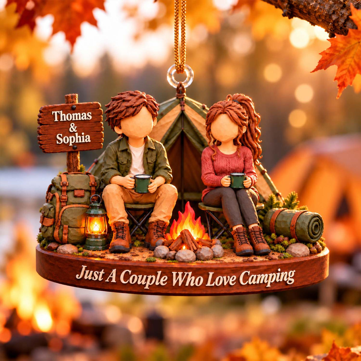 Just A Couple Who Loves Camping, Personalized Camping Ornament, Custom Name Gift, Gift For Camping Lovers MI209 Pt99