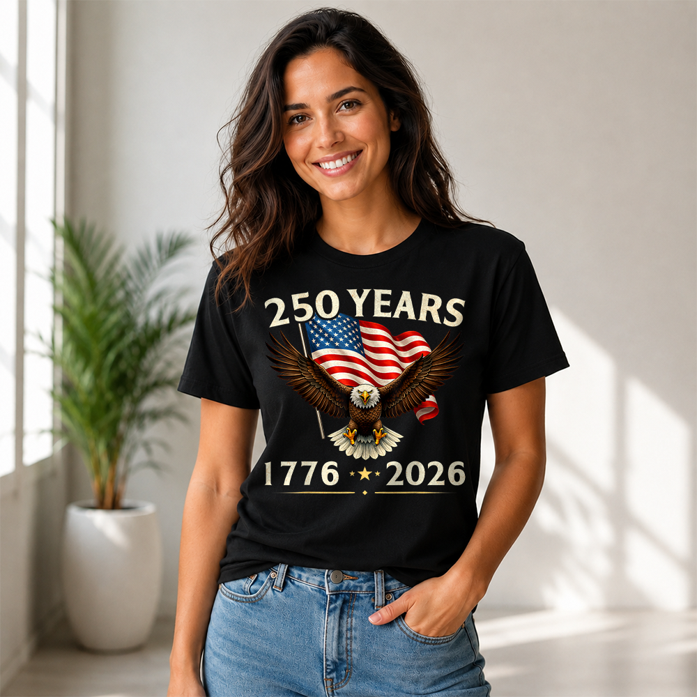 USA 250th Anniversary Eagle T-Shirt, Patriotic 1776-2026 4th of July Tee Hv01