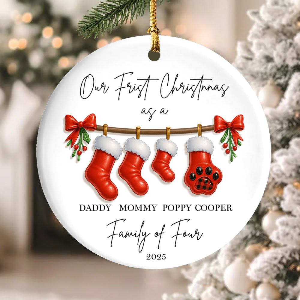 Personalised First Christmas as a Family of 4 Bauble, Baby First Christmas Tree Ornament, 1st Xmas Ornament 2025