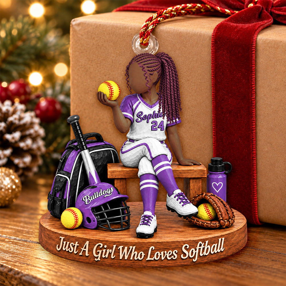 Just A Girl Who Loves Softball, Personalized Softball Ornament, Custom Player Name Gift, Gift For Softball Players Softball Lover MI209 Nh00
