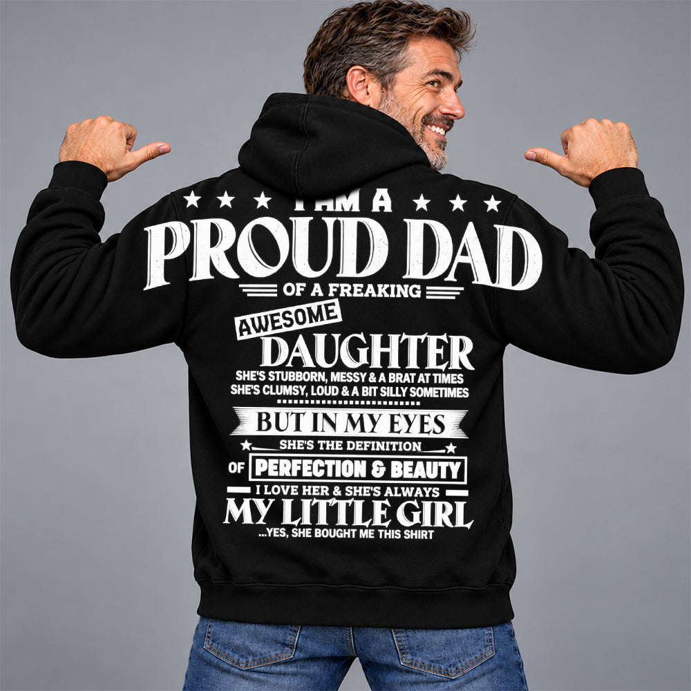 I Am A Proud Dad Of A Freaking Awesome Daughter Oversized Shoulder Print Shirt T24