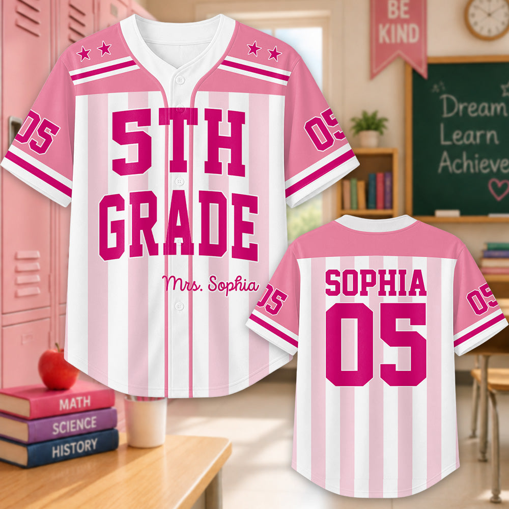 Personalized Teacher Baseball Jersey, Custom Name Number Jersey, First Grade Teacher Shirt, Back To School Gift, Teacher Team Game Day Tee Hv01