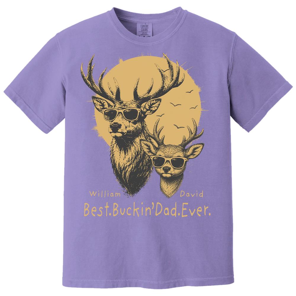 Personalized Best Buckin' Dad Ever T-Shirt Father Day Gifts for Dad Funny Papa Tshirt Cool Daddy Hunting Tee Vr2 Hv01