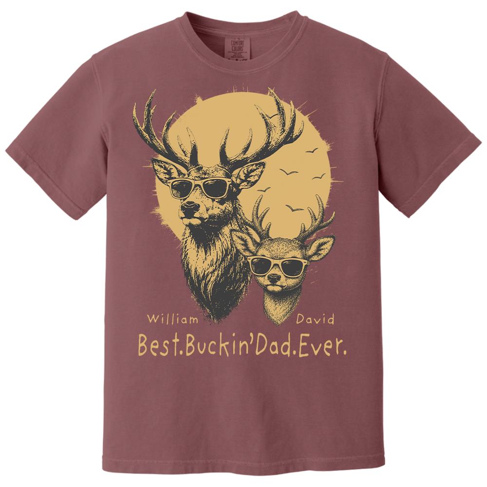 Personalized Best Buckin' Dad Ever T-Shirt Father Day Gifts for Dad Funny Papa Tshirt Cool Daddy Hunting Tee Vr2 Hv01