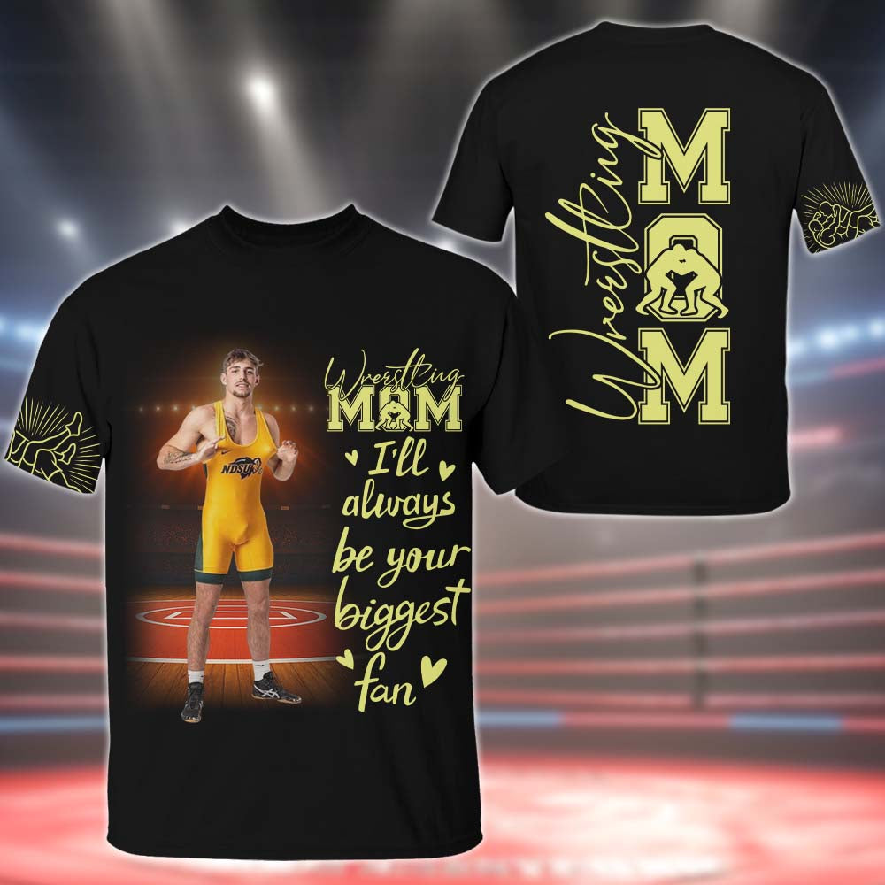 Wrestling Mom - Personalized Shirt Custom Photos And Names For Family Wrestling Members NA04