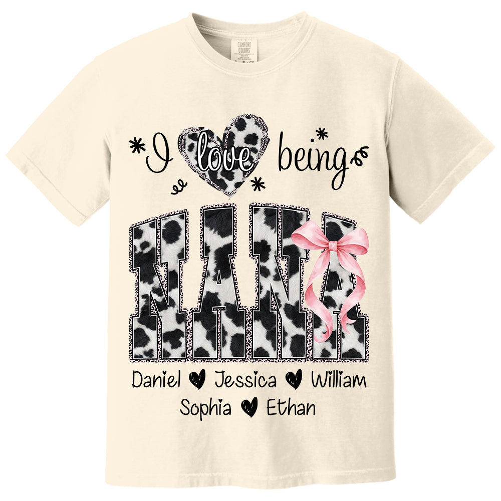 I Love Being Nana Farmhouse Style Shirt with Names, Farmhouse Grandma Tee, Mother’s Day Gift for Nana VH01