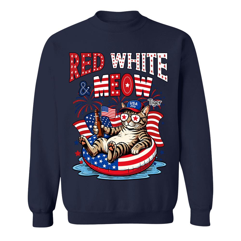 Red White Meow, Custom Photo Pet Shirt, America 250th Anniversary Gifts For Dog Cat Lovers, Dog Dad And Mom, Cat Owners T1807 Hv01 