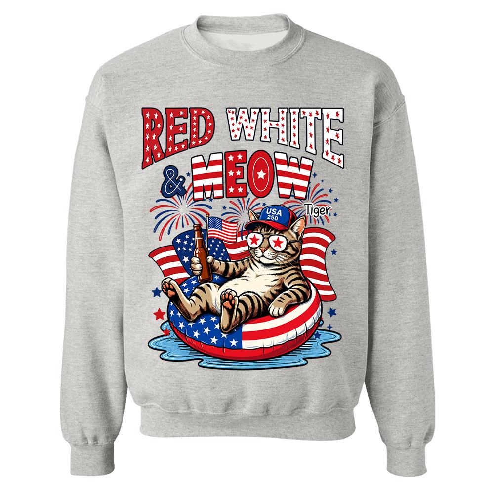 Red White Meow, Custom Photo Pet Shirt, America 250th Anniversary Gifts For Dog Cat Lovers, Dog Dad And Mom, Cat Owners T1807 Hv01 