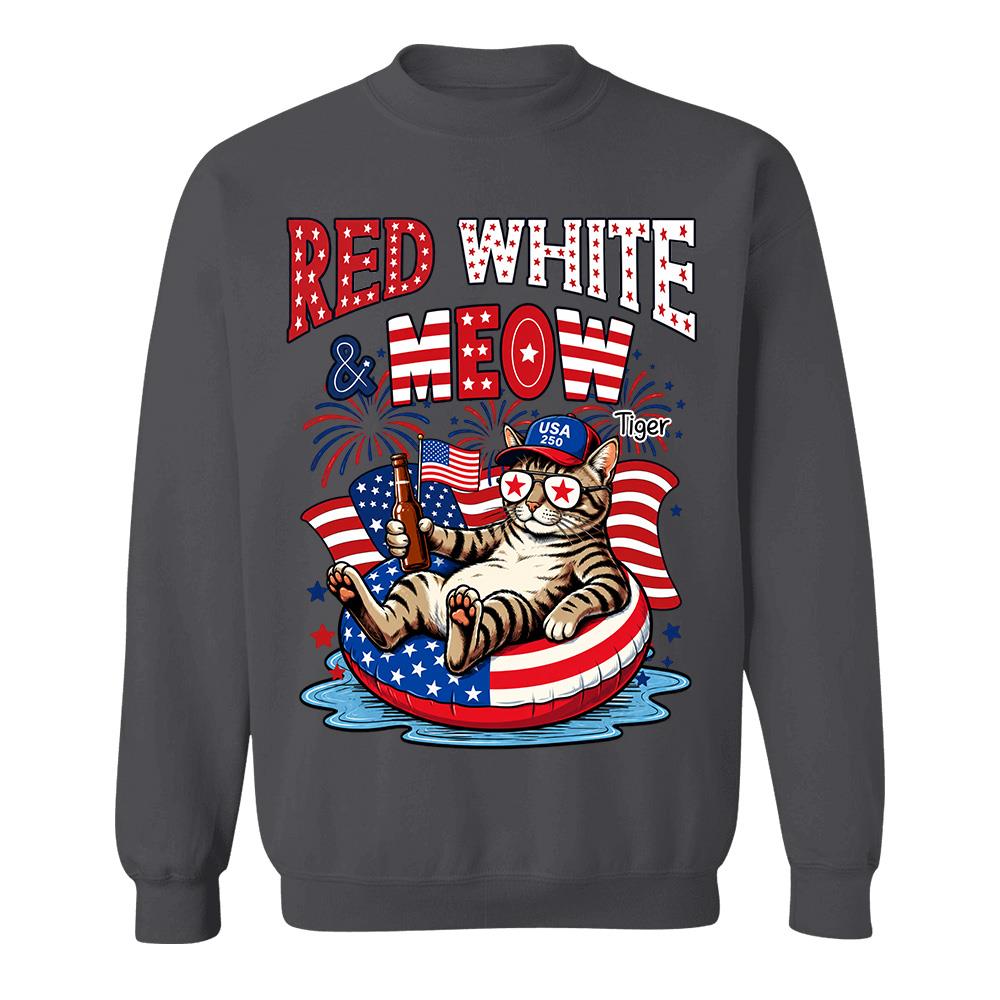 Red White Meow, Custom Photo Pet Shirt, America 250th Anniversary Gifts For Dog Cat Lovers, Dog Dad And Mom, Cat Owners T1807 Hv01 