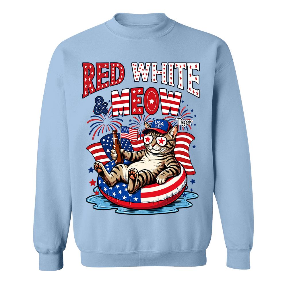 Red White Meow, Custom Photo Pet Shirt, America 250th Anniversary Gifts For Dog Cat Lovers, Dog Dad And Mom, Cat Owners T1807 Hv01 