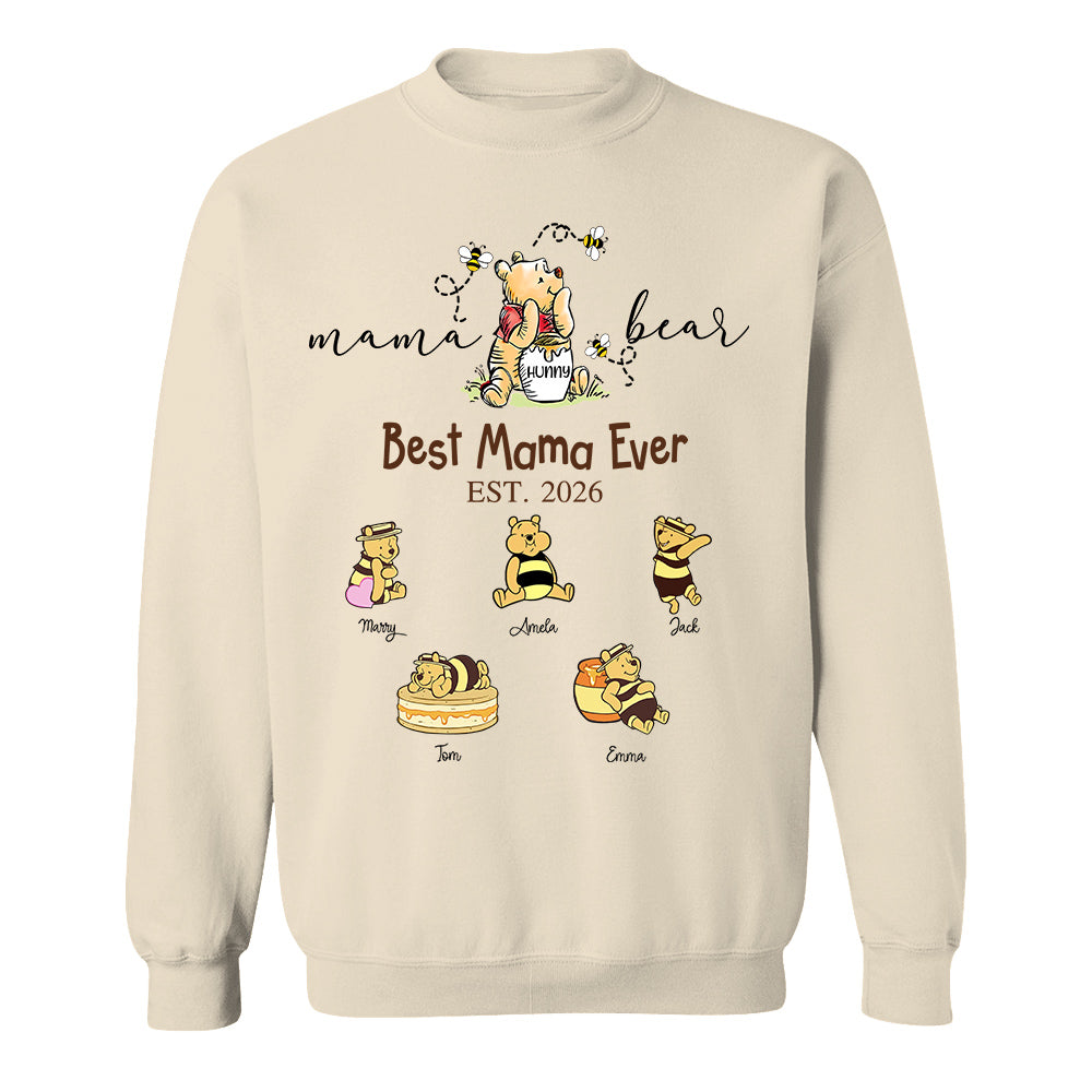 Mama Bear Best Mama Ever, Personalized Mama Bear Grandma Bear Est Shirt Sweatshirt, Gift For Mom Grandma, Gift For Mother's Day MI209
