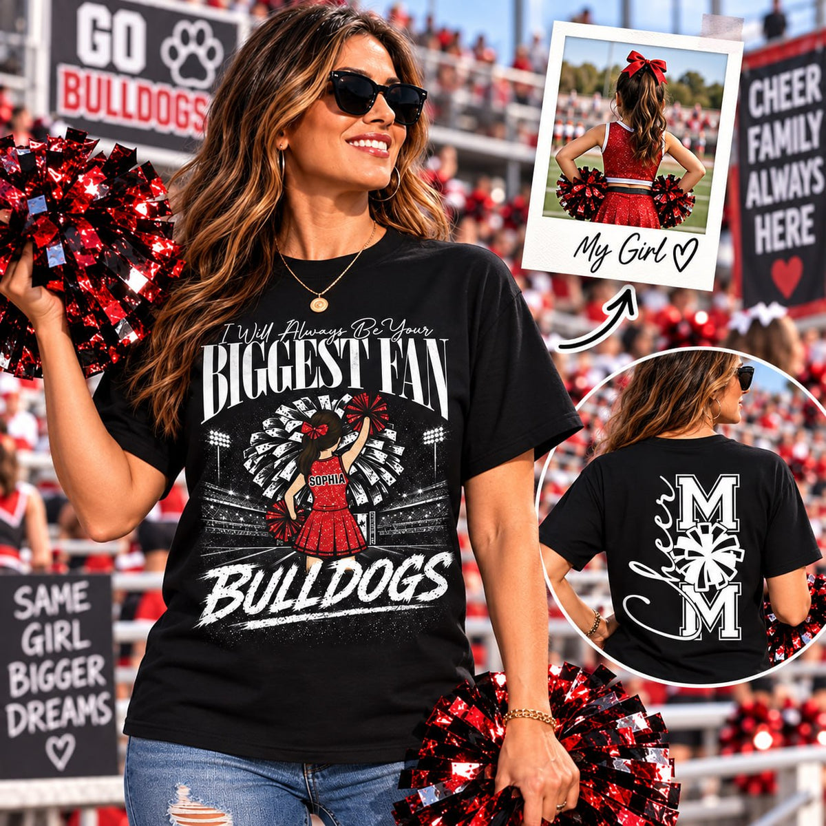 Personalized Cheerleader Shirt - Custom Cheer Team Name T-Shirt, Cheer Game Day Shirt for Mom Na02 VH01