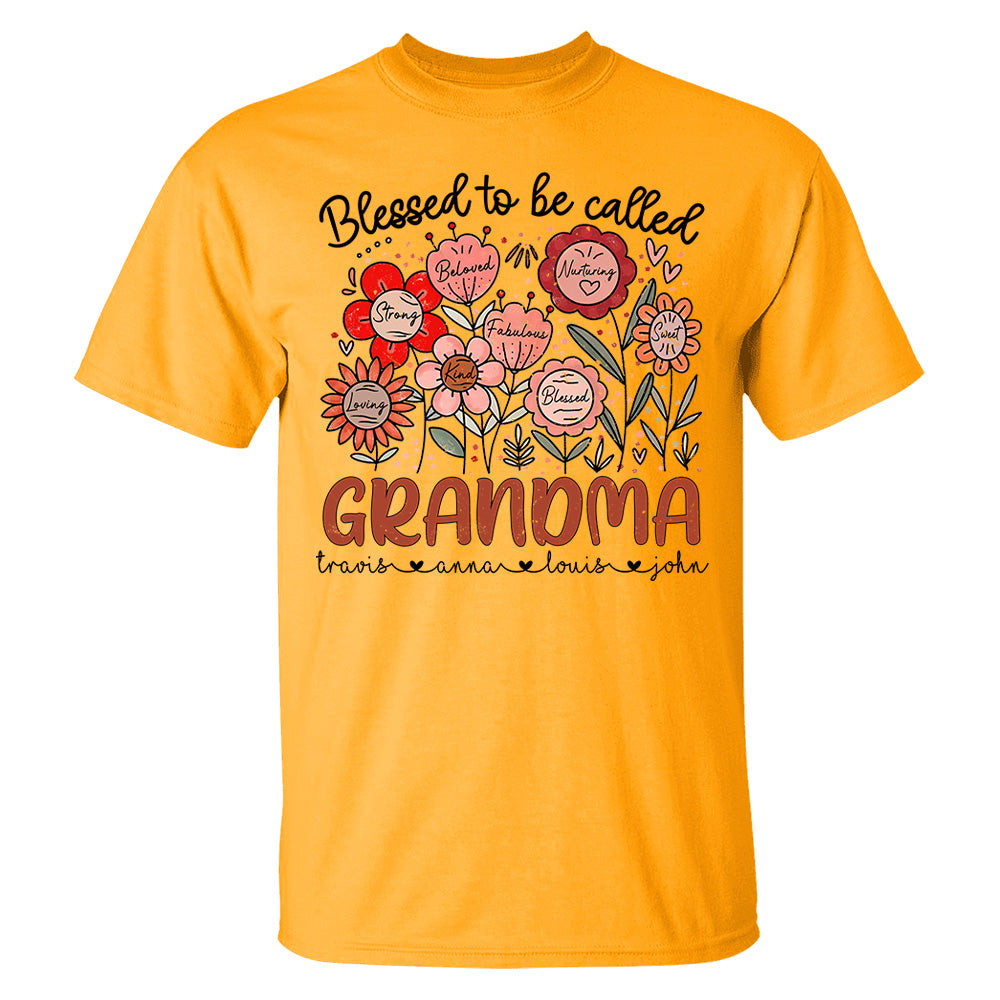Blessed To Be Called Grandma - Personalized Floral Shirt For Grandma - Custom Kid Names NA04 Tu20