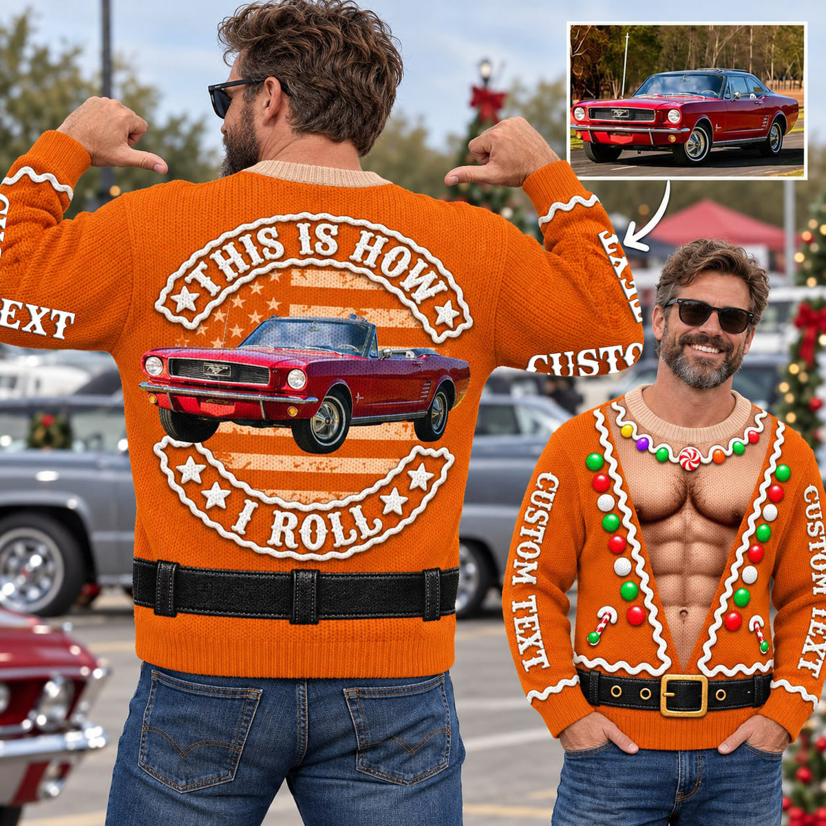 This Is How I Roll - Custom Photo Car Christmas Funny Ugly Sweater - Gift For Car Lovers A2110 T24