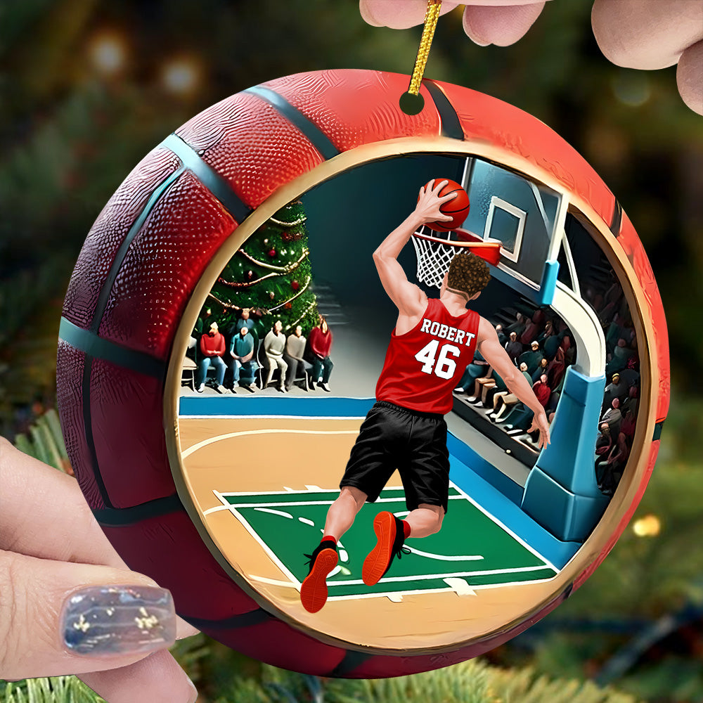 Basketball Player Jumping Dunking Personalized Ornament Gift For Basketball Lovers, Custom Christmas Gifts For Basketball Players Vrs2 A2110 Do99
