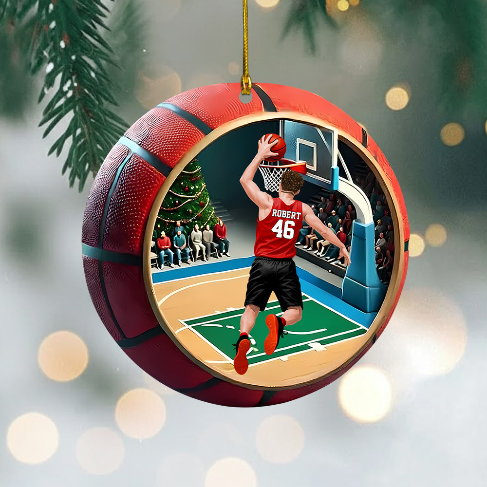 Basketball Player Jumping Dunking Personalized Ornament Gift For Basketball Lovers, Custom Christmas Gifts For Basketball Players Vrs2 A2110 Do99
