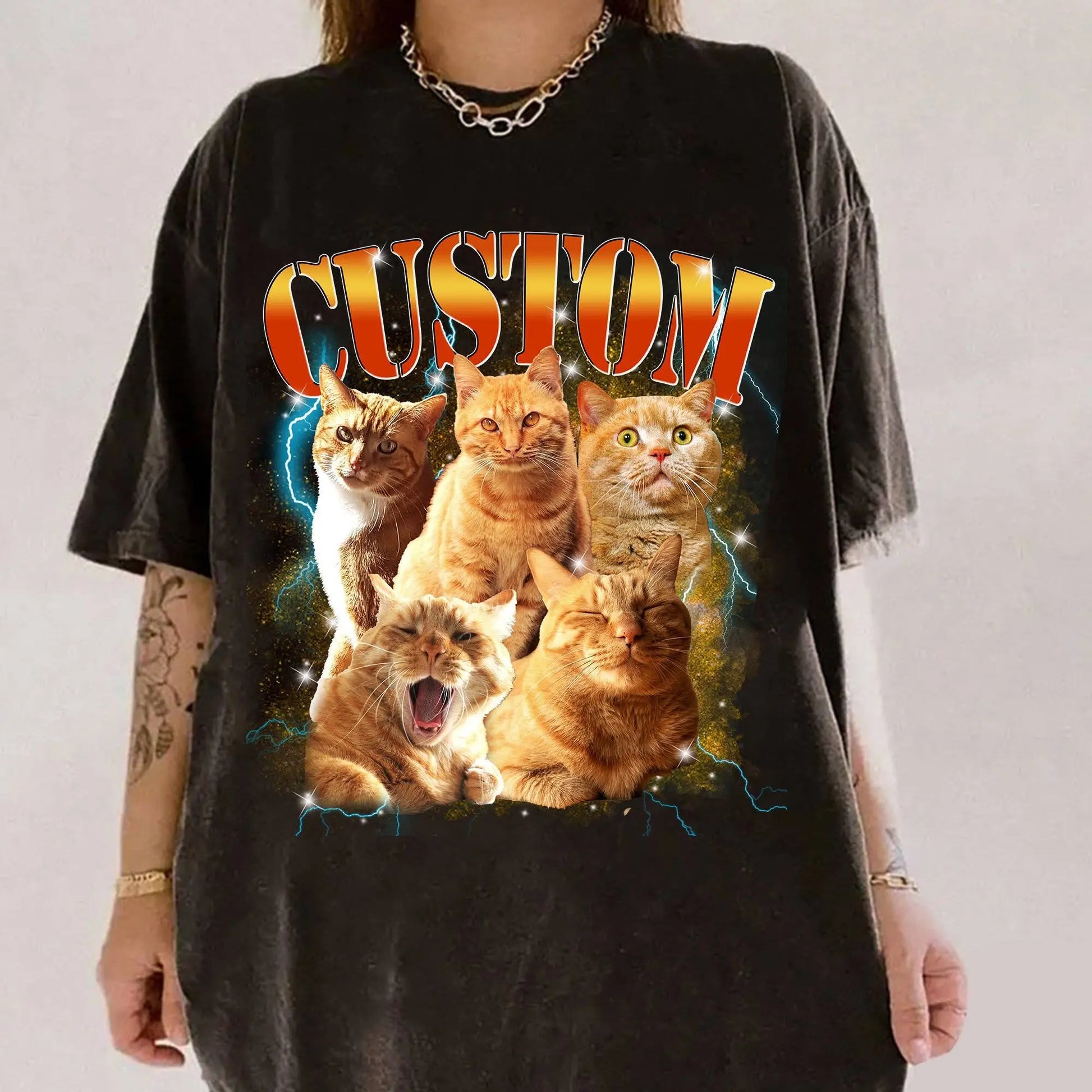 Custom Dog Vintage Washed Shirt, Custom Cat Graphic Unisex T-Shirt, Dog Personalize Bootleg Retro 90's Tee Gift For Her, Pet Owners Shirt