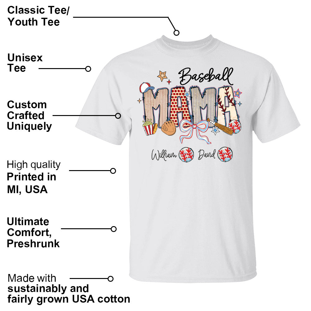 Baseball Mama - Personalized Shirt Gift For Grandma Vr2 Pt99