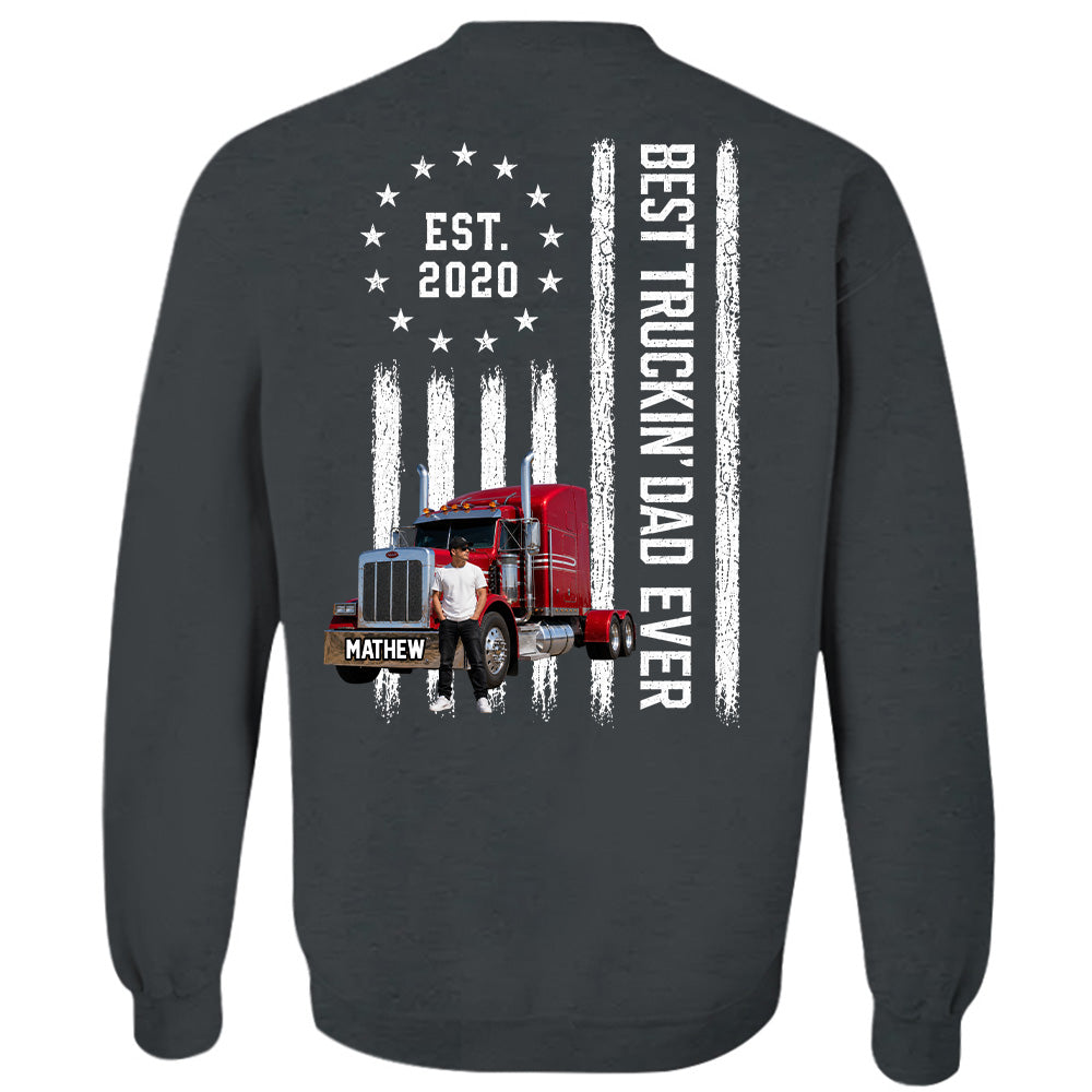 Custom Photo Best Truckin' Dad Ever Shirt, Gift For Dad, Grandpa, Father's Day L0411 T24