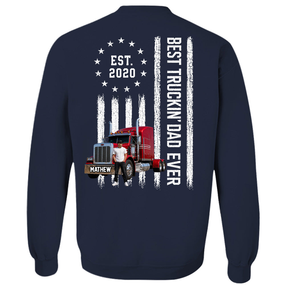 Custom Photo Best Truckin' Dad Ever Shirt, Gift For Dad, Grandpa, Father's Day L0411 T24