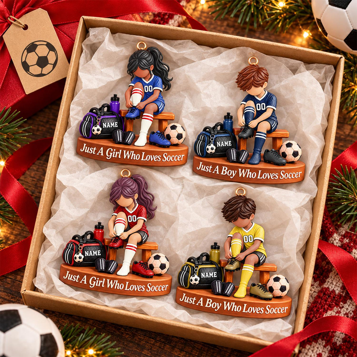 Personalized Soccer Player Ornament, Custom Name Soccer Player Gift Vr2 Hv01